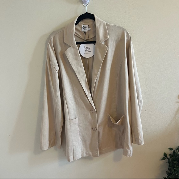 AMBER OVERSIZED LINEN BLAZER BEIGE - Picture 8 of 15